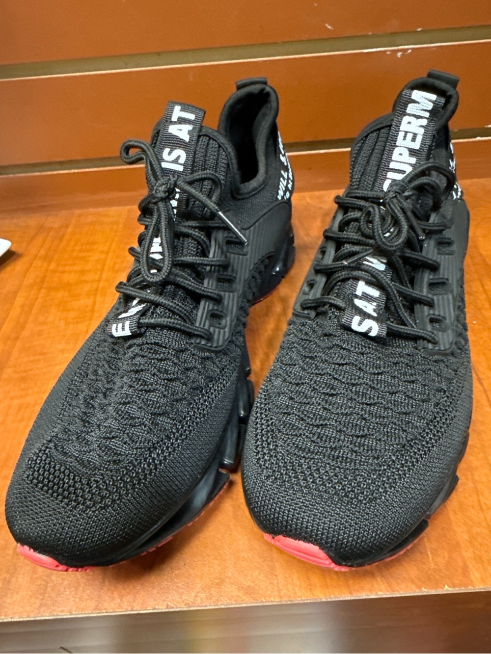 Black Knit Chunky Athletic Sneakers Size 45 - Picture 4 of 8